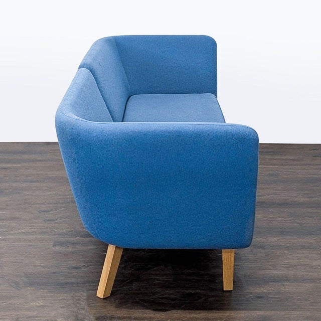 Knoll Knoll Rockwell Unscripted Modern Blue Sectional Sofa With Wood Legs For Sale - Image 4 of 8