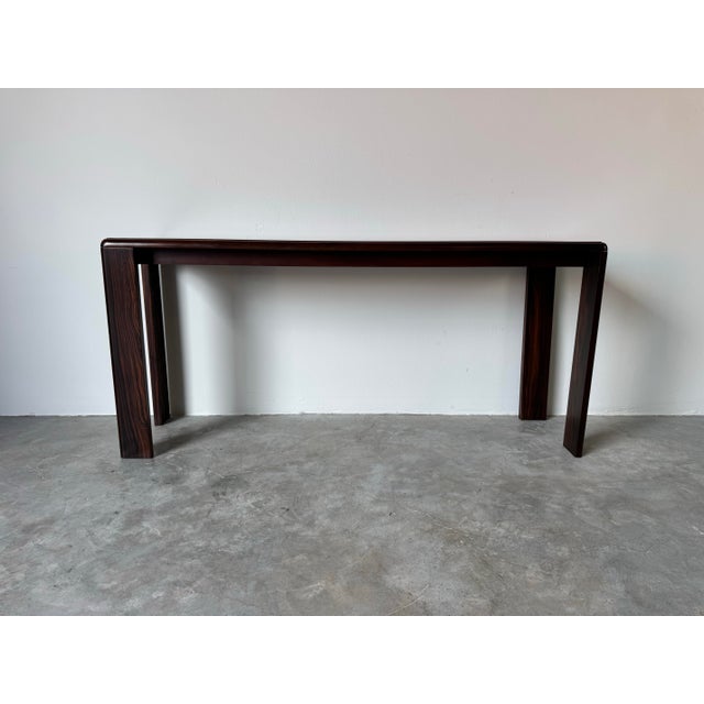 Vintage Macassar Ebony Console Table With Smoked Glass Inset Top by Baker Furniture For Sale - Image 10 of 12