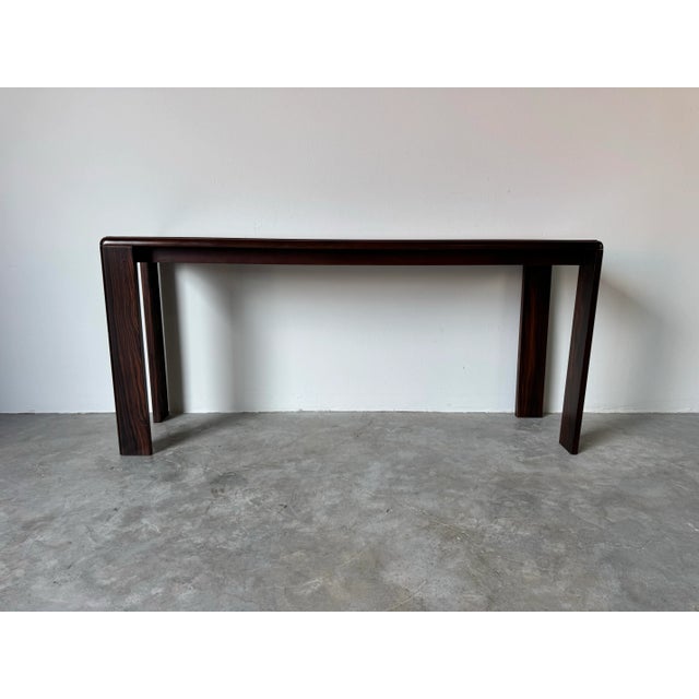 Vintage Macassar Ebony Console Table With Smoked Glass Inset Top by Baker Furniture/ Sold For Sale - Image 10 of 12