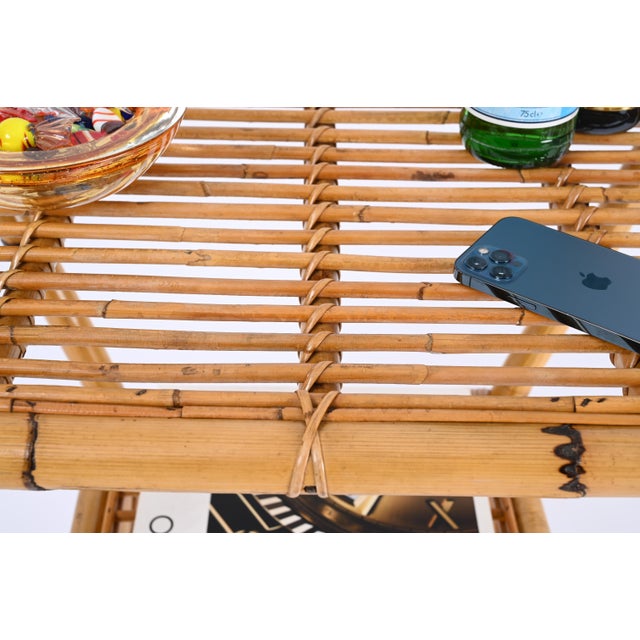 French Riviera Side Table in Rattan, Bamboo and Wicker, Italy, 1960s For Sale - Image 15 of 18