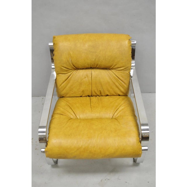 Metal Mid Century Modern Chrome Milo Baughman Style Club Lounge Chair by Agi Ind. For Sale - Image 7 of 18