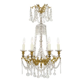 French Antique Chandelier by Baccarat, Crystal and Bronze For Sale