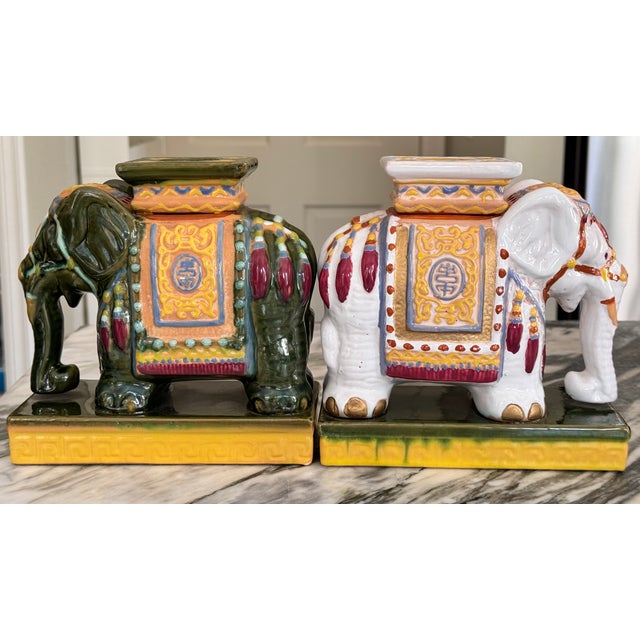 Vintage Asian Elephant Tabletop Plant Stands - A Set of Two For Sale - Image 12 of 16