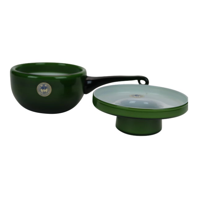 Michael Bang Holmegaard Glasværk Palet Herring Bowl & Egg Cup Set- 2 Pieces For Sale