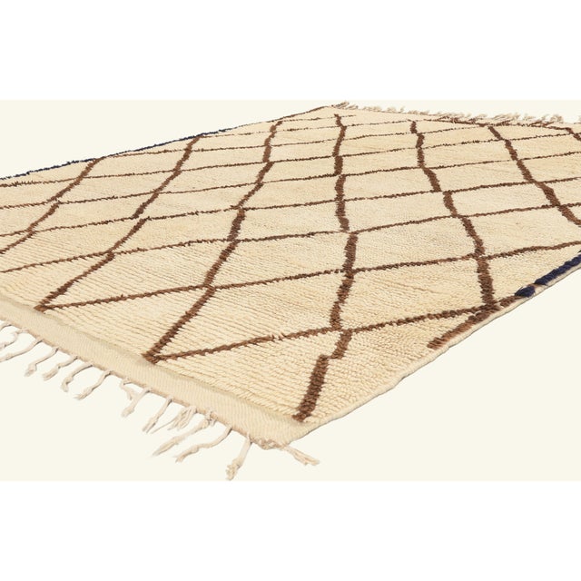 22033 Vintage Azilal Moroccan Rug, 06'05 x 07'11. The Guardian's Lattice: A Vintage Azilal Moroccan Masterpiece of...