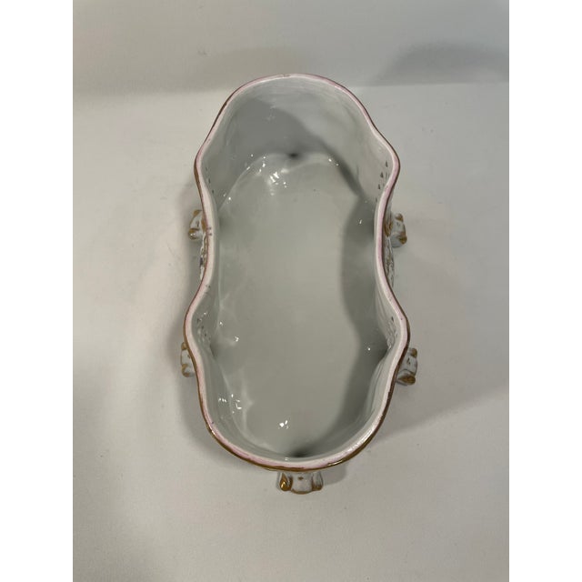 Mid 20th Century French Sorelle Gilded Porcelain Footed Jardiniere Cachepot For Sale - Image 9 of 16