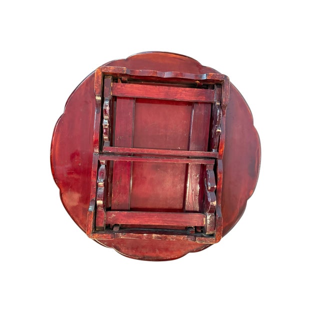 Late 20th Century Vintage Korean Mother-of-Pearl Inlaid Lacquer Folding Tea Table For Sale - Image 5 of 5