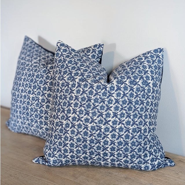 Raoul Textiles Oscar in Delft Blue Floral 20" Pillows For Sale - Image 4 of 6
