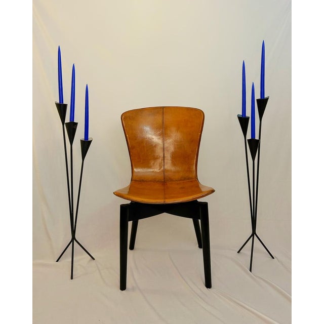 Wood Shell Chair in Saddle Leather and Oak by Michael W. Dreeben for Mater, 2010s For Sale - Image 7 of 8