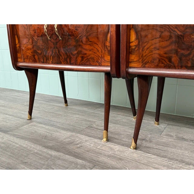 1950s Vintage Italian Bedside Tables with Glass Tops, 1950s, Set of 2 For Sale - Image 5 of 12
