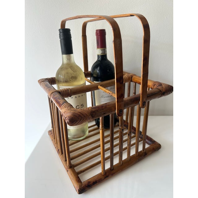 Vintage Bamboo Wine Bottle Holder For Sale - Image 4 of 11