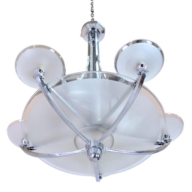 Ceiling Lamp with Bird Motif with Original Chrome Plating, 1930s For Sale - Image 3 of 10