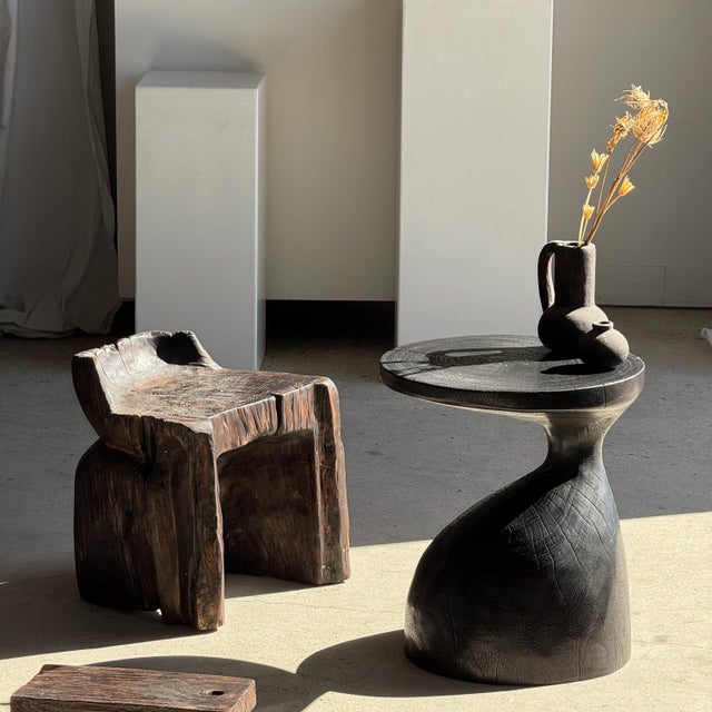 Black Wood Side Table in Black, 1980s For Sale - Image 8 of 11