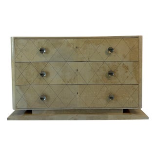 Belgian Art Deco Engraved Parchment Chest of Drawers, Late 1940s For Sale
