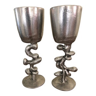 1980s Don Drumm Pewter Chalices - a Pair For Sale
