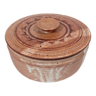 1990s Signed Hand-Thrown Studio Pottery Steam Pot With Lid For Sale