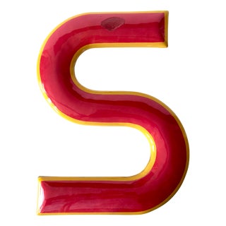 Industrial Enamel Letter S, 1960 For Sale