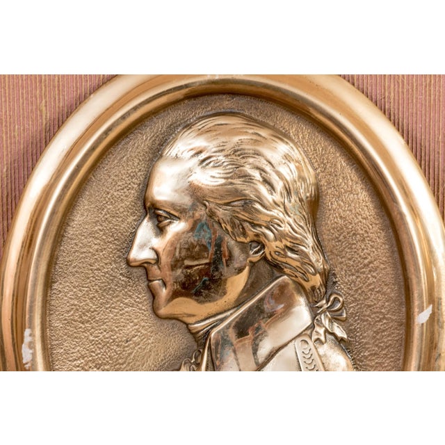Traditional Late 20th Century Brass Oval Presidential Wall Plaques- a Pair For Sale - Image 3 of 7
