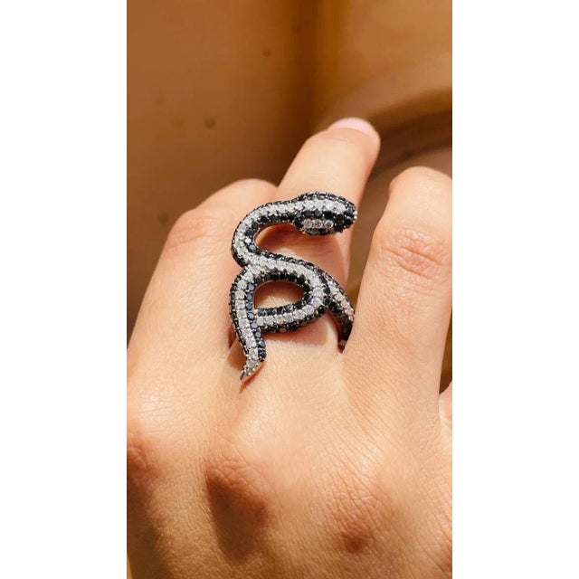 Not Yet Made - Made To Order 18k Gold Serpent Ring Size 7 With 3.8 Carats Natural Diamond Accents by VRJewels For Sale - Image 5 of 17