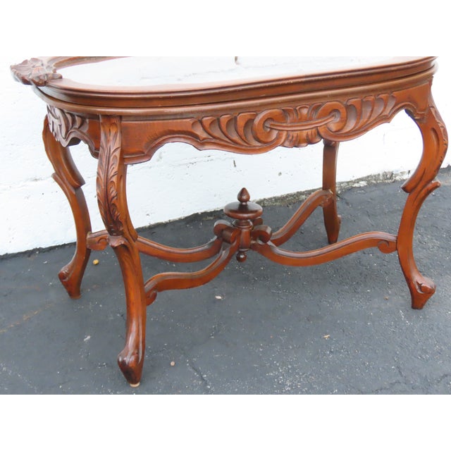 Heavy Hand Carved Cameo Coffee Table With Glass Top Serving Tray 6644 For Sale - Image 13 of 17