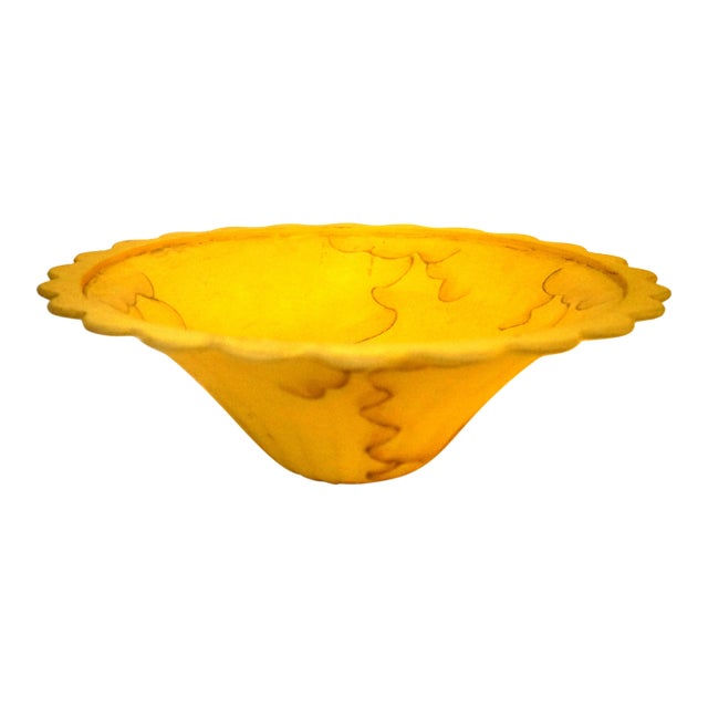 1920s Art Nouveau Yellow Studio Amber Glass Ceiling Mount For Sale