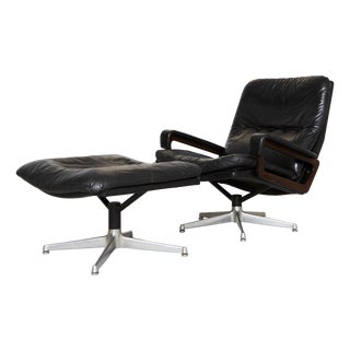 Set of Vintage Lounge Chair and Ottoman by André Vandenbeuck for Strässle For Sale