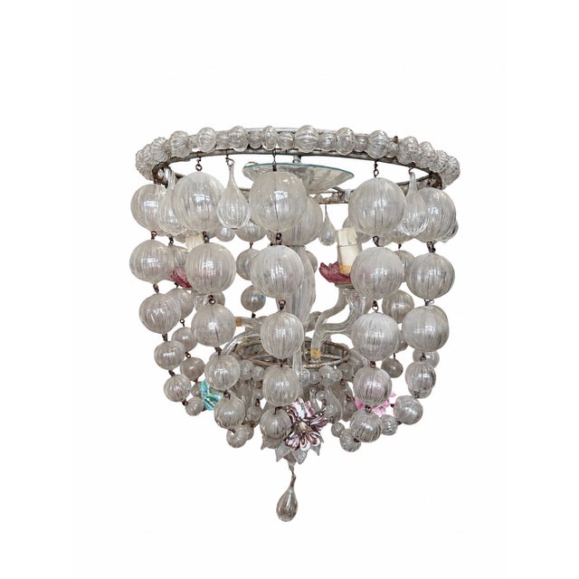 Glass Venetian Murano Glass Chandelier, 1950s For Sale - Image 7 of 7