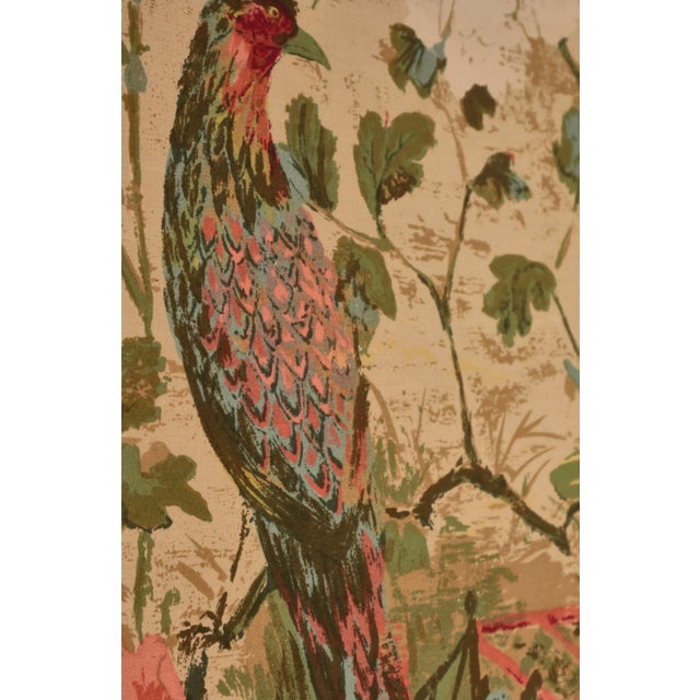 Vintage Scandinavian Chinoiserie Wood and Printed Fabric Room Divider For Sale - Image 13 of 18