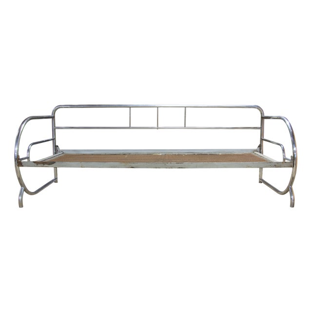 Bauhaus Chromed Sofa attributed Hynek Gottwald, Bohemia, 1930s For Sale