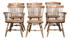 Mid 20th Century Set of 6 Nichols & Stone (Stickley) Fan Back Windsor Chairs Made in Massachusset