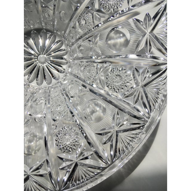 Traditional Vintage Brilliant Cut Crystal Centerpiece Bowl For Sale - Image 3 of 12
