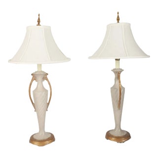Pair of Late 20th Century Berman Painted Metal Urn Form Table Lamps For Sale