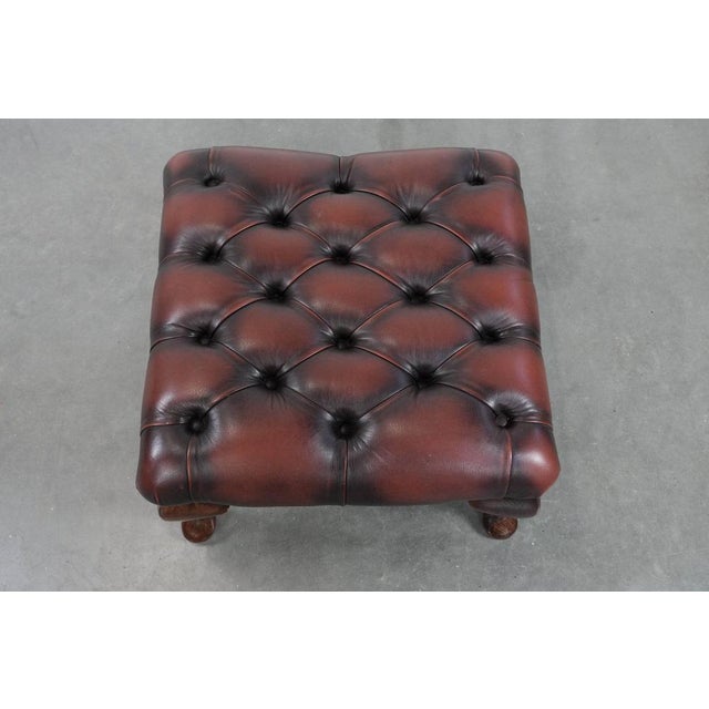Dark Brown Chesterfield Footstool in Cowhide For Sale - Image 6 of 12
