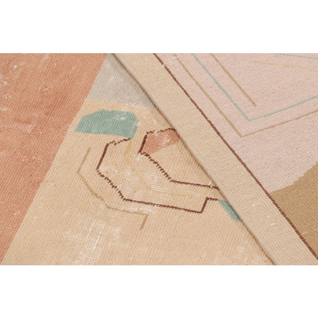 Beige Vintage Zeki Müren Rug, Pink and Beige-Brown Geometric Patterns - Rug & Kilim For Sale - Image 8 of 8