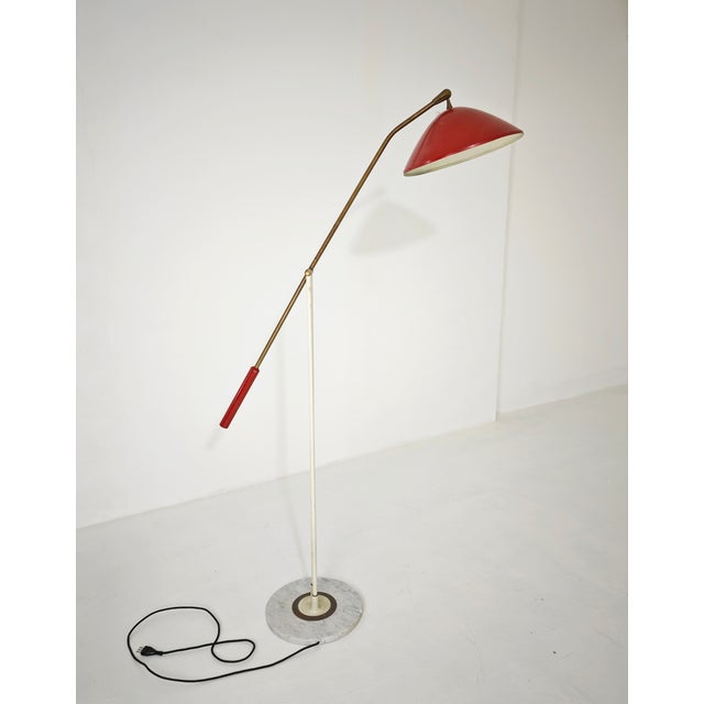 1950s Vintage Floor Lamp in Red Marble with Brass and Metal from Stilnovo, 1950 For Sale - Image 5 of 17
