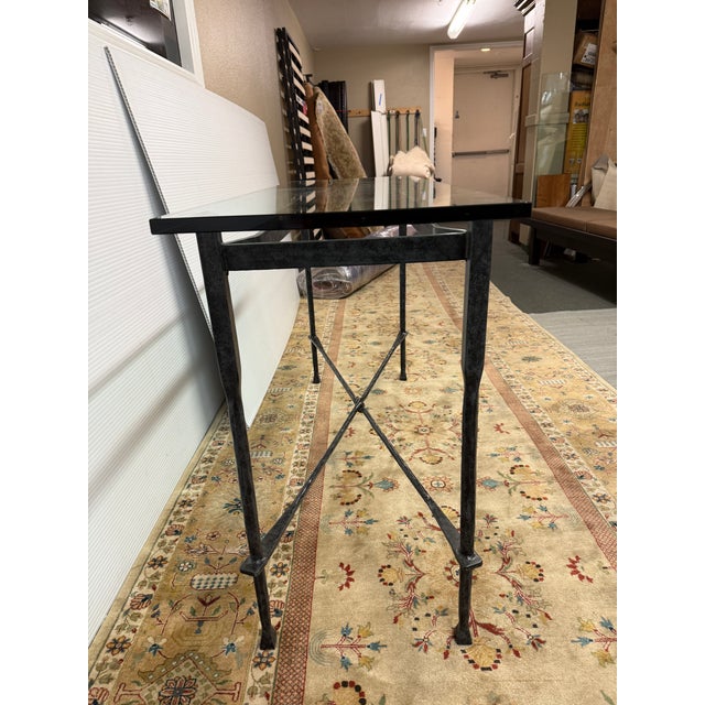 Iron & Tempered Glass Console Table, in the Style of Giametti For Sale - Image 12 of 12