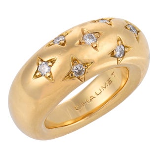 1970s Chaumet Vintage Diamond 18k Yellow Gold Dome Ring, Size 5.75 For Sale