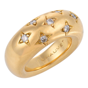 1970s Chaumet Vintage Diamond 18k Yellow Gold Dome Ring, Size 5.75