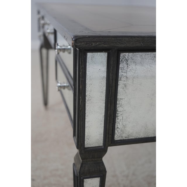 Theodore Alexander Louis XVI Mirrored Leather Top Writing Desk For Sale - Image 13 of 18