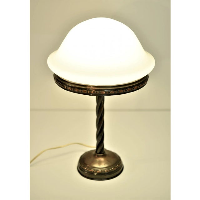 Swedish Grace Copper and Hand Blown Glass Table Lamp, 1920s For Sale - Image 9 of 13