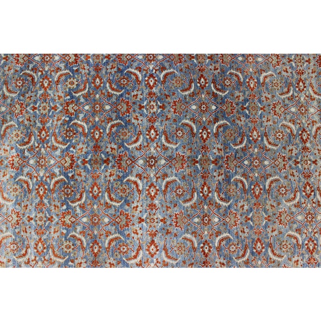 Red Light Blue and Red Antique Tabriz Rug With All Over Herati Design 8'9 X 12'9 For Sale - Image 8 of 11