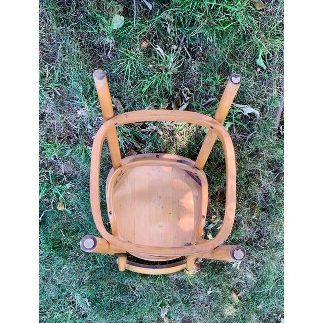 Mid-Century Modern Curly Maple Bentwood Bistro Stool by Thonet From the 1960s For Sale - Image 3 of 11