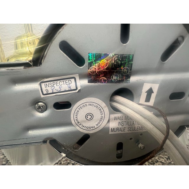 Metal 1980s Vintage Pasquale Miranda Feiss Art Deco Postmodern Brass Bathroom Sconce Chrome Gold Vanity Lamp For Sale - Image 7 of 7