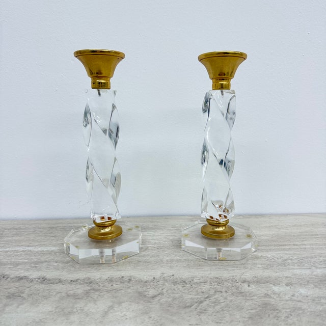 Twisted Acrylic Glass Candleholders, 1970s, Set of 2 For Sale - Image 10 of 12