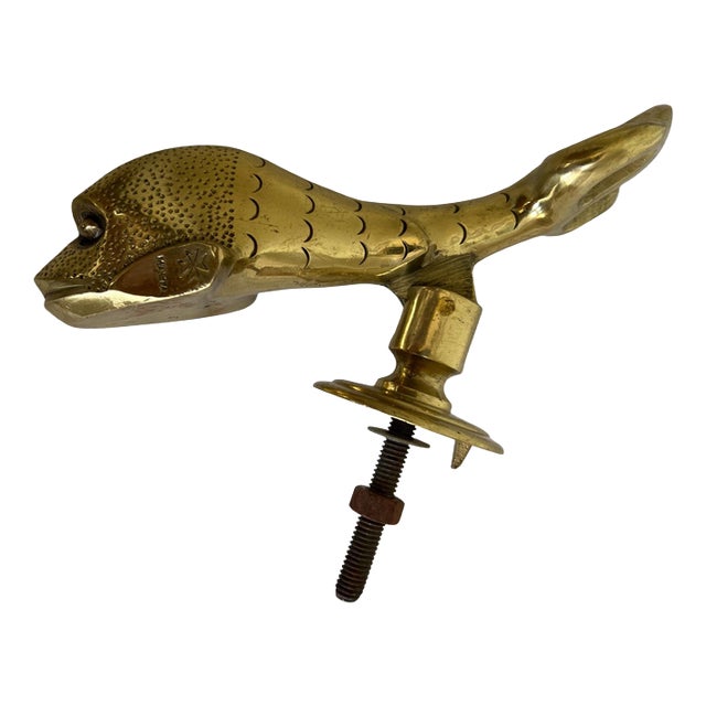 Antique Brass Dolphin Door Knocker with Maltese Cross For Sale