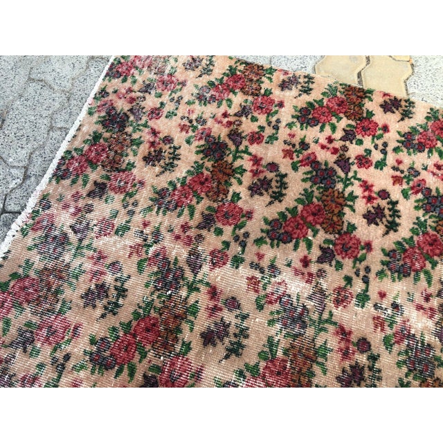 Tan Oushak Vintage Floor Bohemian Rug For Sale - Image 8 of 11