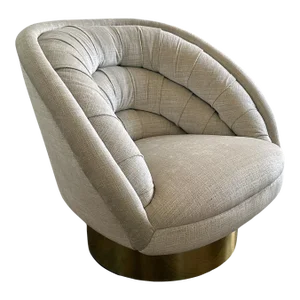 Crescent Swivel Loung Chair Brass Base by Vladimir Kagan