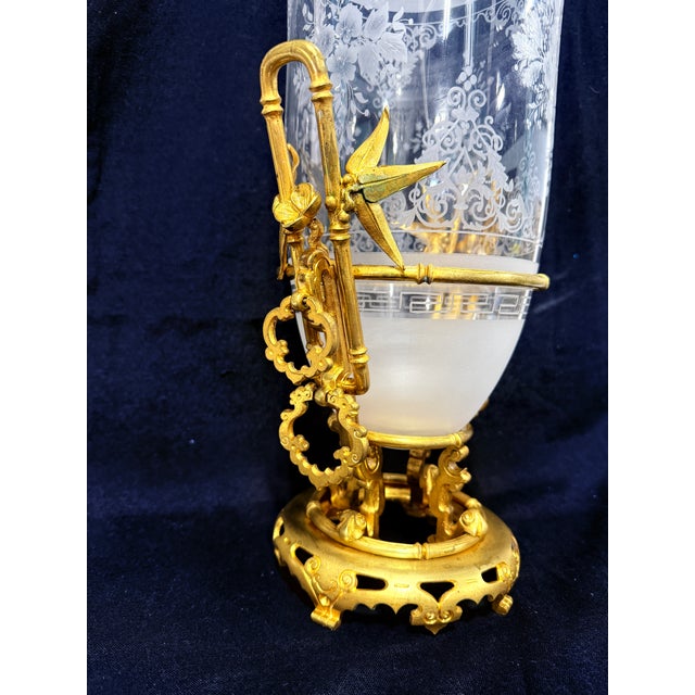 19th Century, French Belle Époque Bronze & Etched Glass Japonesque Vase For Sale - Image 9 of 15