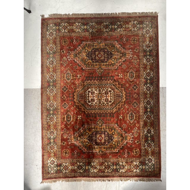 Antique Wool Rug with Designs on Red Background, 1900s For Sale - Image 10 of 10