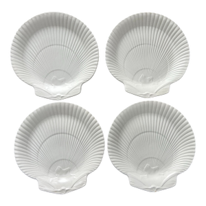 Vintage 1960’s Wedgwood Etruria & Barlaston 9" Scallop Shell Luncheon Plates ~ Set of 4